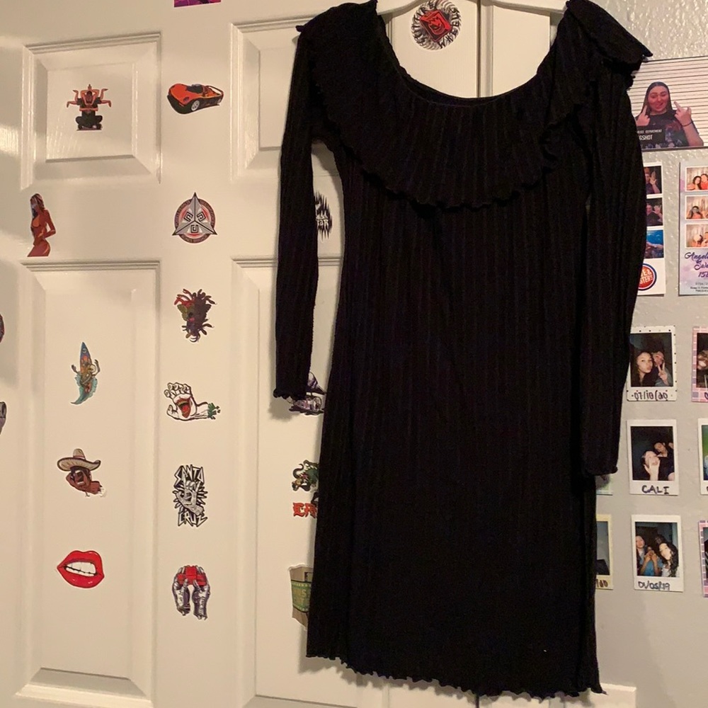 Black tight long sleeve off the shoulder